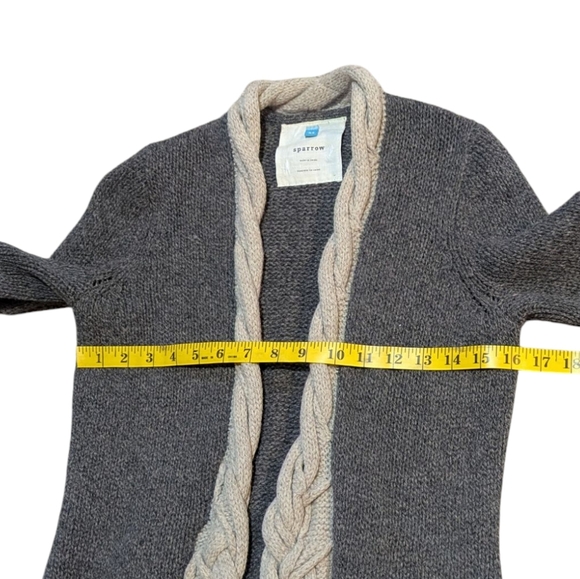 Anthropologie Sparrow Wool Braided Sweater Grey Tan XS Lagenlook - Picture 7 of 8